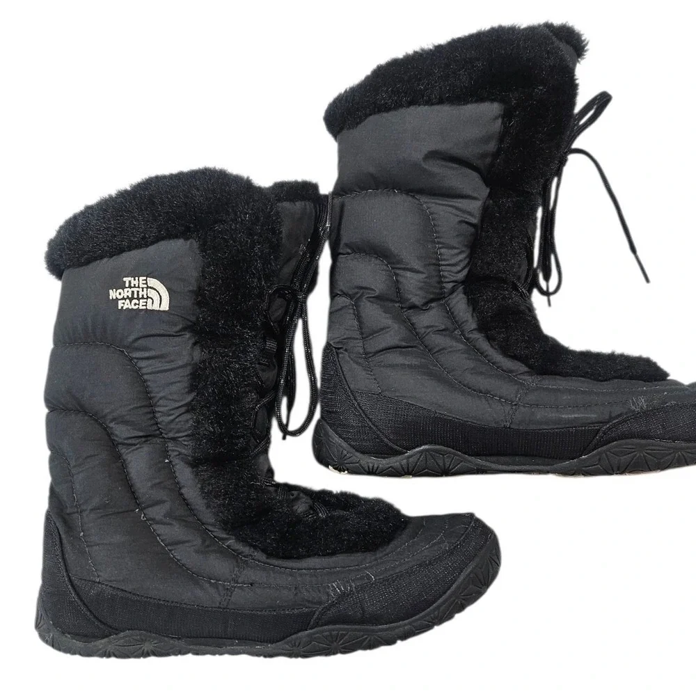 The North Face Black Faux Fur Winter Snow Boots IcePick Women's 7.5 Gorpcore